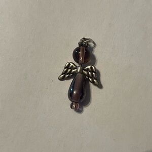Silver and Purple Angel Bead Pendant